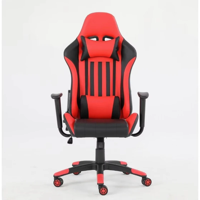 Ergonomic racing gaming chair, red PU leather, adjustable armrests, reclining rotating office chair, suitable for computer