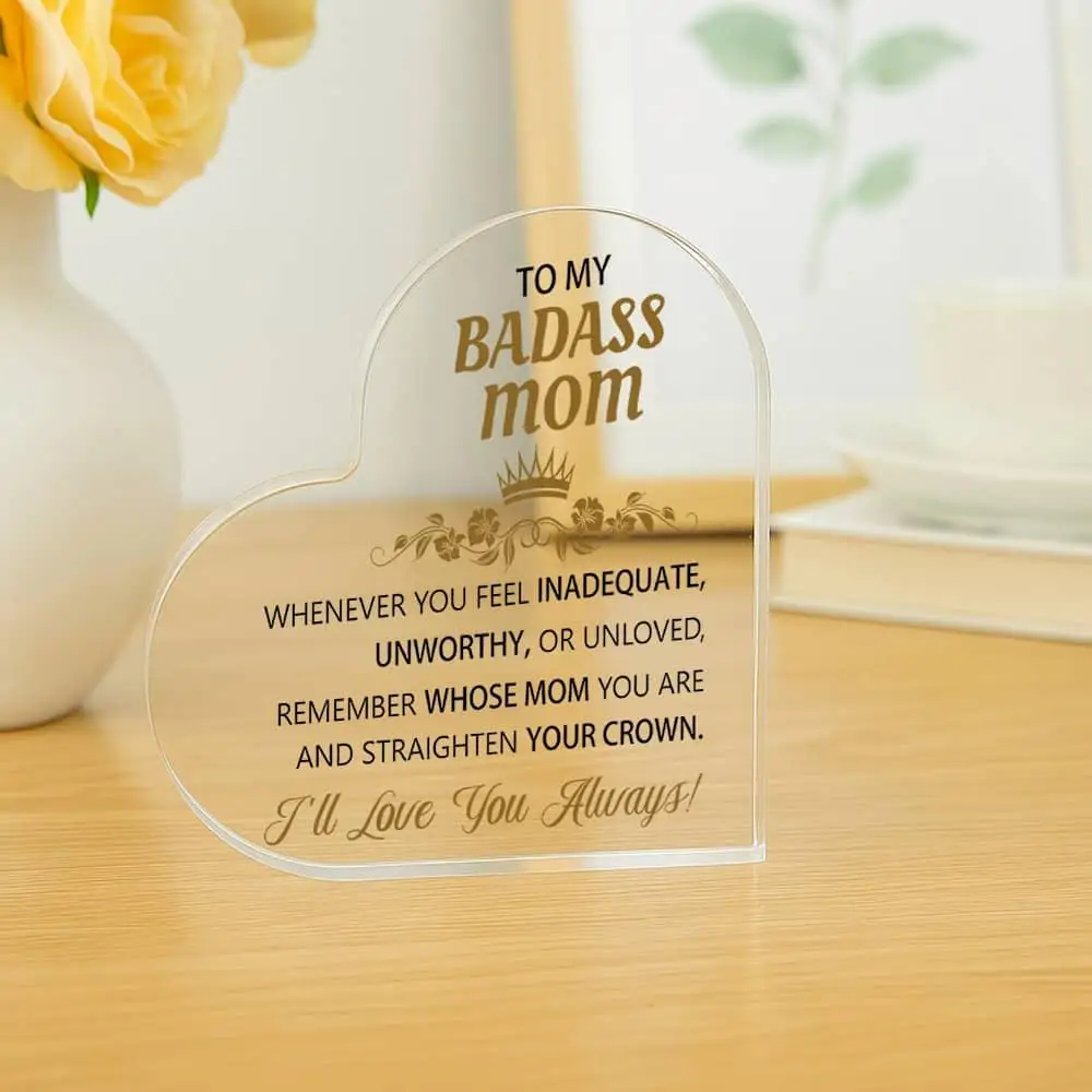 هدية شخصية من الأكريليك على شكل قلب للأم، وعيد الأم، وعيد الميلاد، وديكور المكتب #4