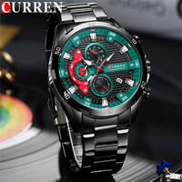 CURREN Man WristWatch Waterproof Chronograph Green Men Watch Military Top Brand Luxury Stainless Steel Sport Male Clock 8402