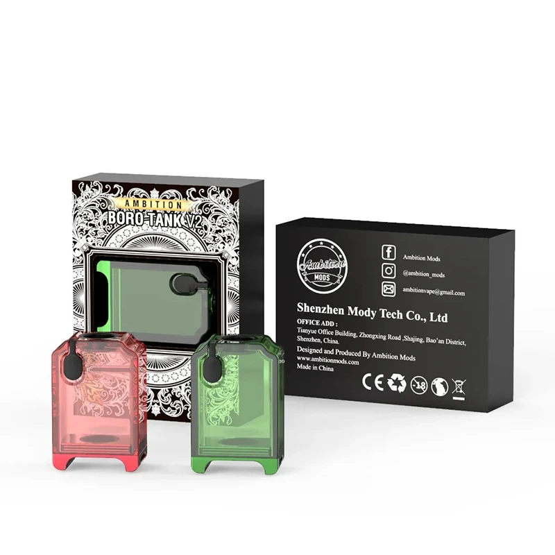 Original Ambition Mods Boro Tank V2 Boro Tank Compatible with All RBA/Bridge/Mod Suit for SXK BB BOX Billet Box Mod