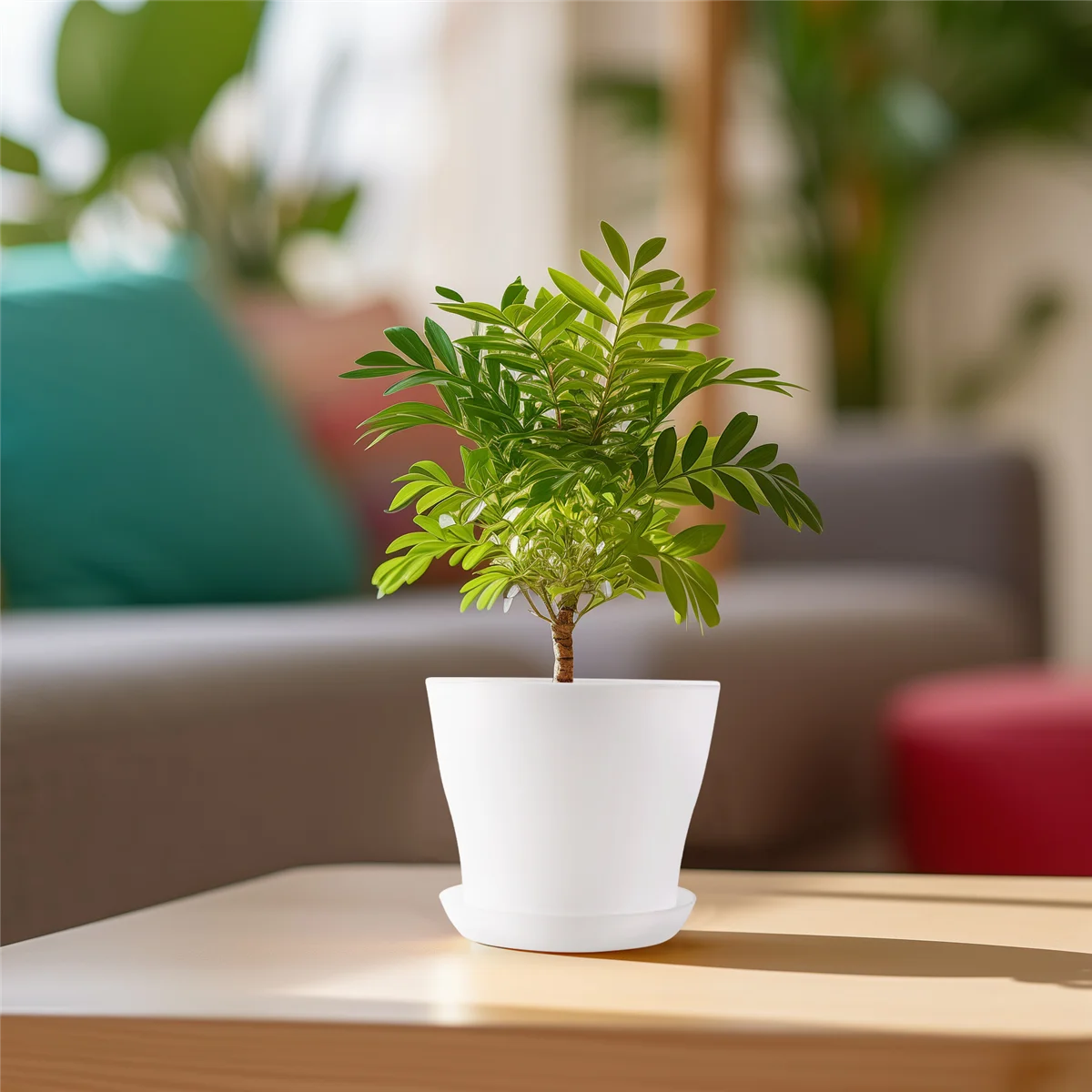 Plastic Plant Flower Pot Planter With Saucer Tray Round Gloss Home Garden Decor, White Upper Caliber -, 14cm / 5.51\