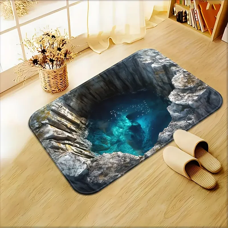 Abyssal Visual Effect Door Mat Floor Mats Machine Washable Polyester Mat for Bedroom, Living Room Entrance Mat, Picnic Rugs