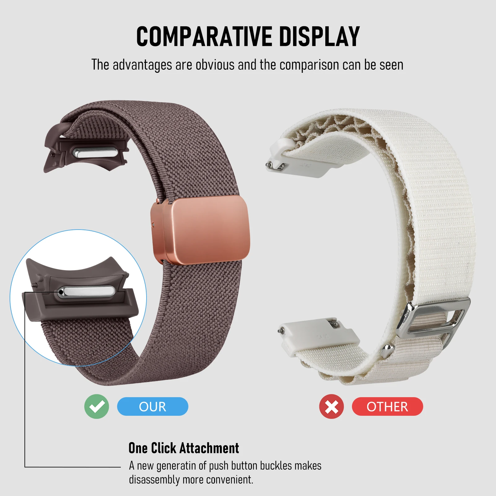Banda magnética para Samsung Galaxy Watch, pulseira de nylon, sem lacunas, relógio clássico 6, 4, 5 pro, 47mm, 43mm, 44mm, 40mm, pulseira Watch6