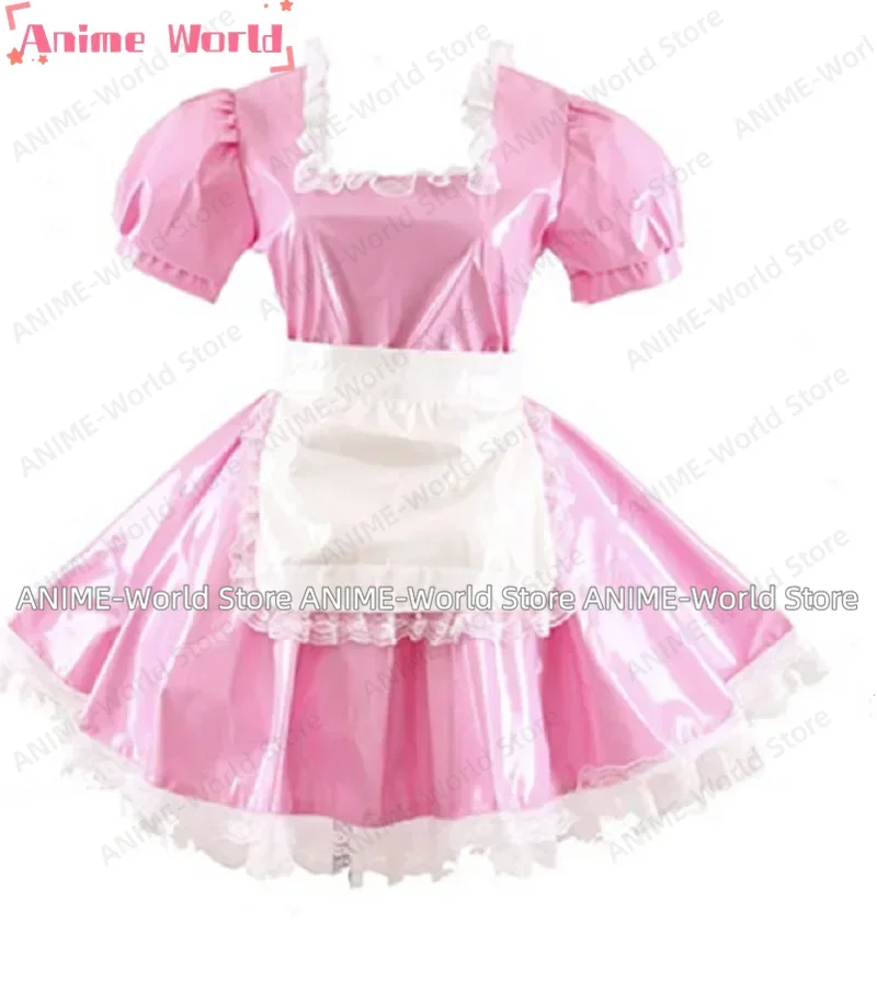 

《Custom size》Sissy Lockable Girl Cosplay PVC Sexy Pretty Girl Mini Pink Dress Charm Halloween Costume Adult Custom Multi Color
