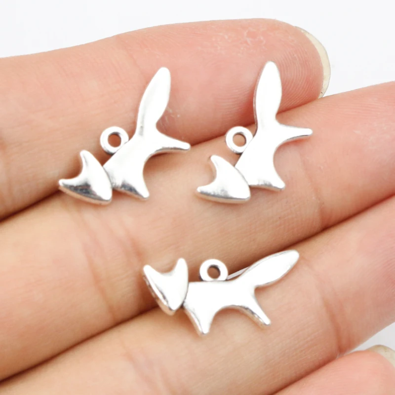 30pcs 20x10mm Antique Silver Plated Fox Handmade Charms Pendant:DIY for bracelet necklace