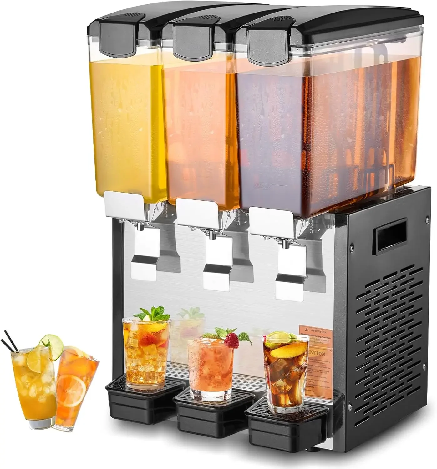 Commercial Beverage Dispenser 3 Tanks 10 L 10 6 QT Per Tank Juice Dispenser 440W Stainless Steel Ice Tea Drink Machine with 45