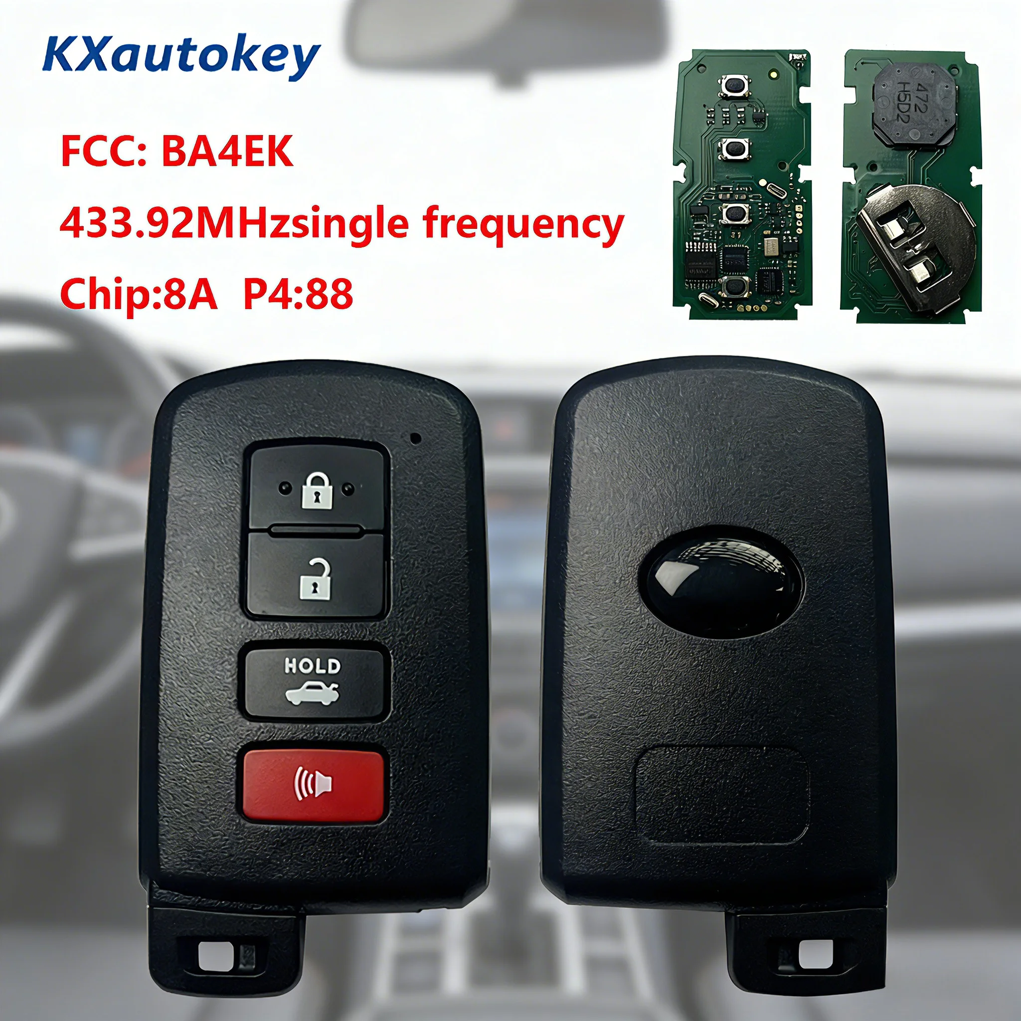 

Запасной ключ в стиле OEM для смарт-карты Toyota KXK007050, FCCID-BA4EK, 3+1 кнопки.