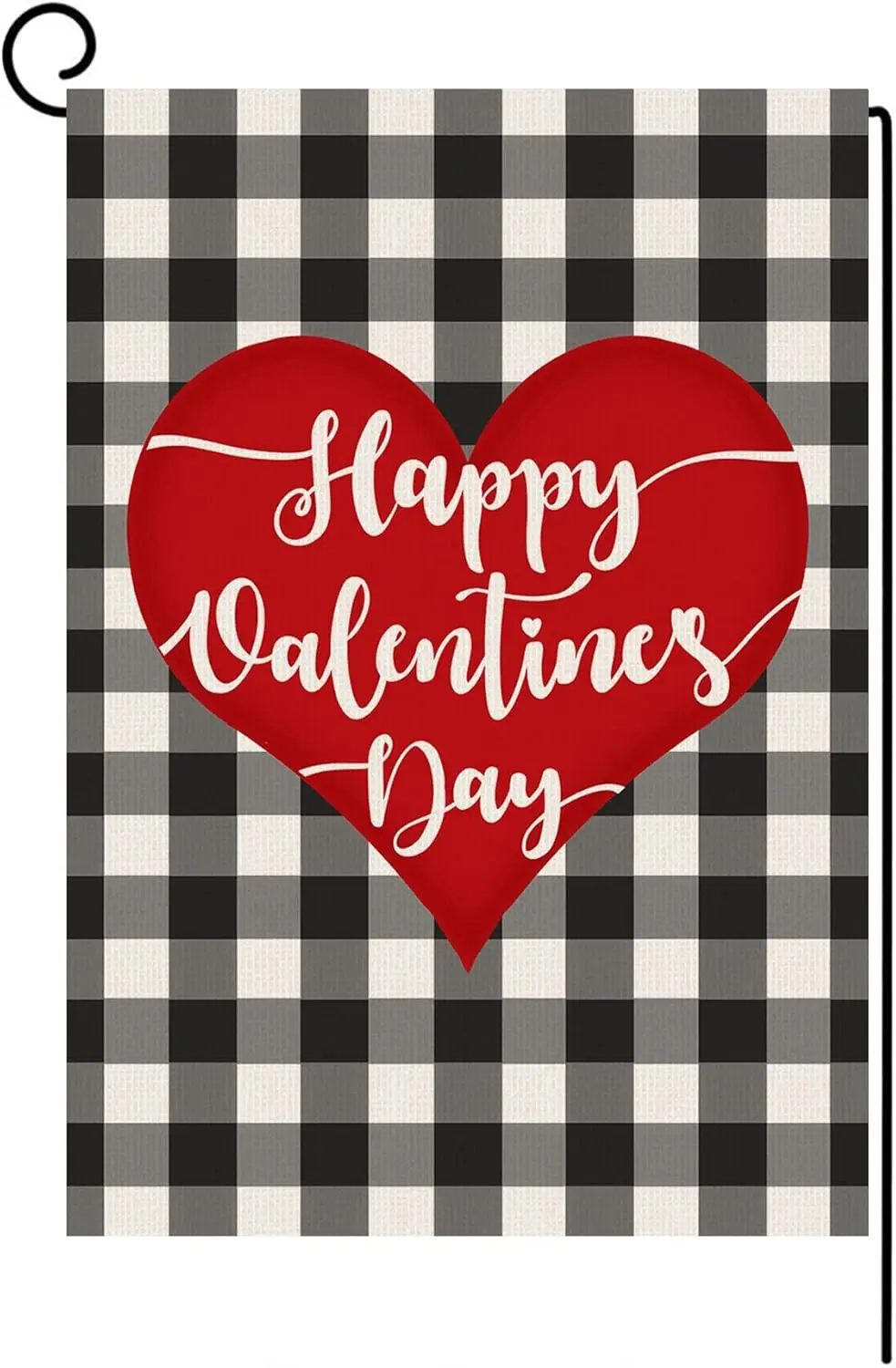 Happy Valentines Day Garden Flag Vertical Double Sided Buffalo Plaid Burlap Spring Garden Flag, Valentine&;s Day Holiday Anniver