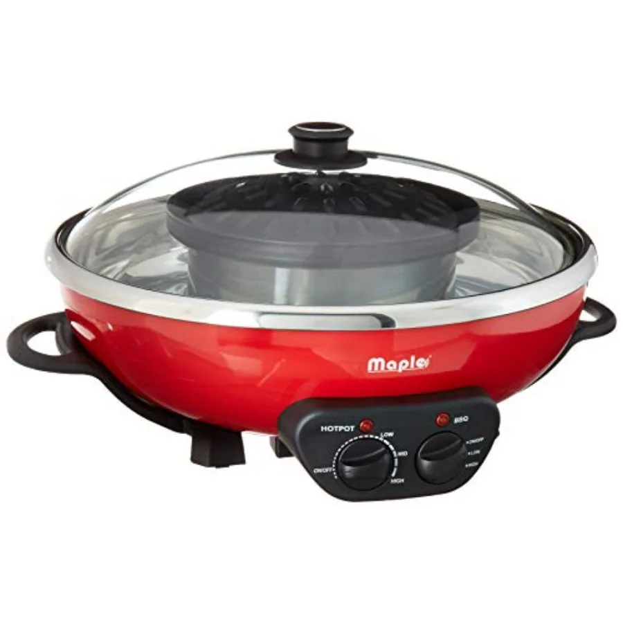 Disfrute de Suki Olla caliente eléctrica Shabu con parrilla de barbacoa coreana 2 en 1 Control de temperatura separado Disfrute de los juegos chinos coreanos tailandeses
