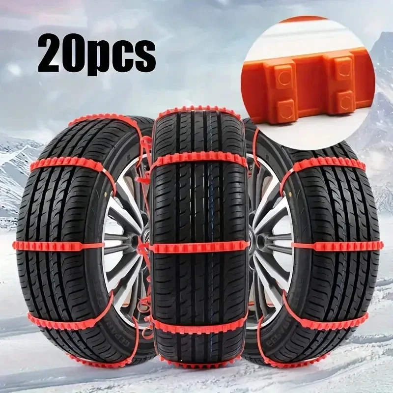 20pcs New Car Anti-skid Chain Snow Off Anti-skid Universal Snow Plastic Tyre Emergency Anti-skid Ties Snow Chains for Cars