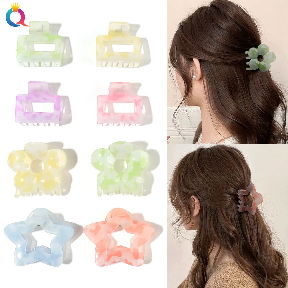 Gradient Hair Clips for Women, Floral & Square Shark Clips for High Ponytail & Updo, Fashion Hair Accessories