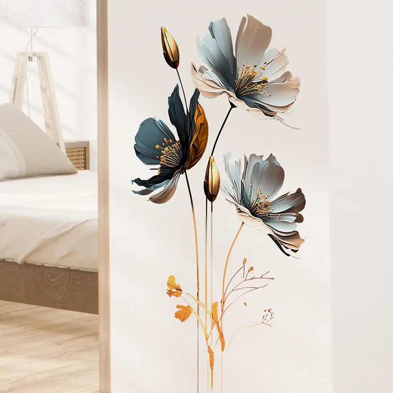 Flower Wall Sticker Beautiful for Living Room Wallpaper Girls Room Decals Bedroom Beautify Home Decor Self-adhesive Wallpaper