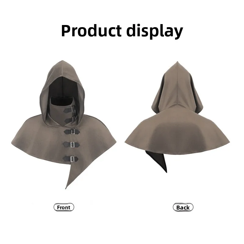 Halloween Neutral Solid Color Monk Robe Wizard Cloak Medieval Hooded Cloak Suede Smooth Soft Role-playing Party Stage Costume