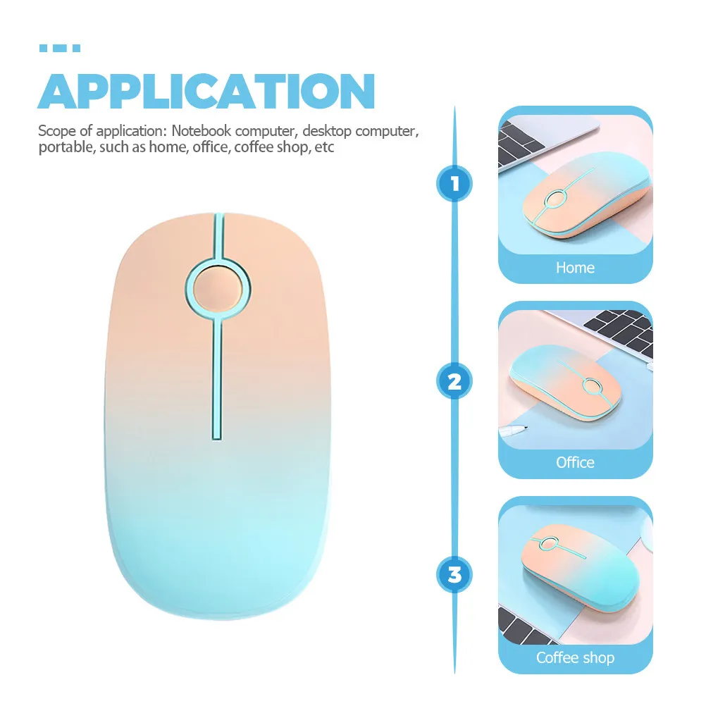 Wireless Mouse Silent Gradient Color Ergonomic Portable Cordless Mouse for Laptop Computer Office Travel