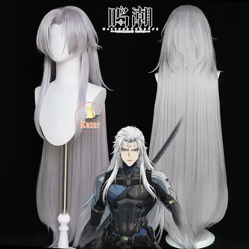 Wuthering Waves Calcharo Cosplay Wig 120cm Gray Long Hair Ghost Hounds Natural Resonator New Federation Halloween for Women Men