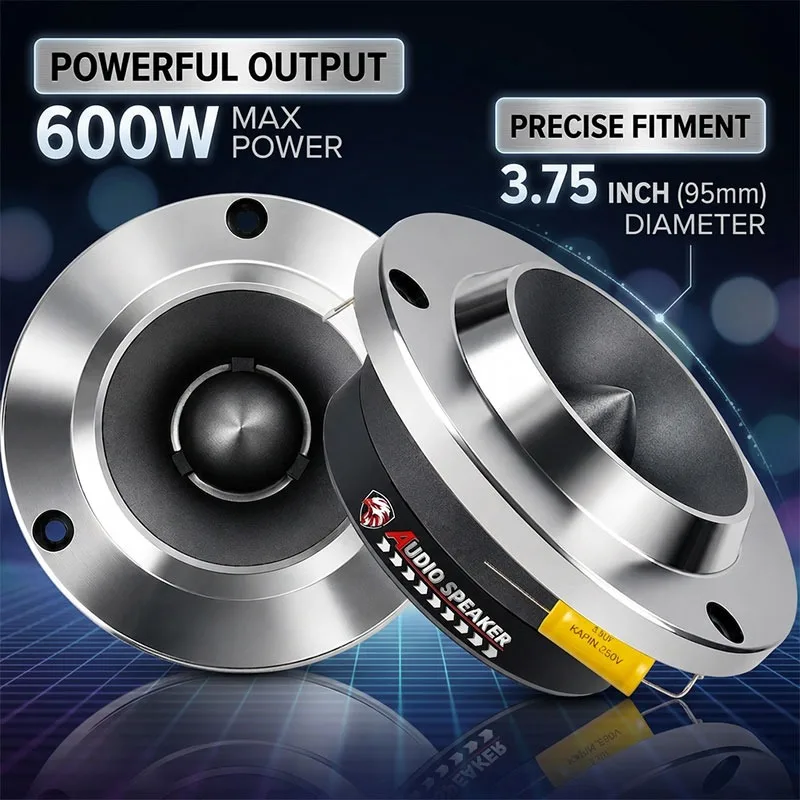 2pcs 3.75 Inch Tweeter Speaker 600W Titanium Film Aluminum Horn Treble Driver 4 Ohm Home DIY Multimedia Music Car Audio Speaker