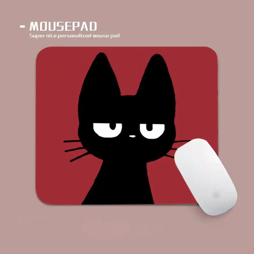 

Коврик для мыши с милым черным котом, 40X45, большой квадратный коврик для компьютера, офиса, игр, резиновый противоскользящий коврик для ноутбука, маленькие настольные коврики