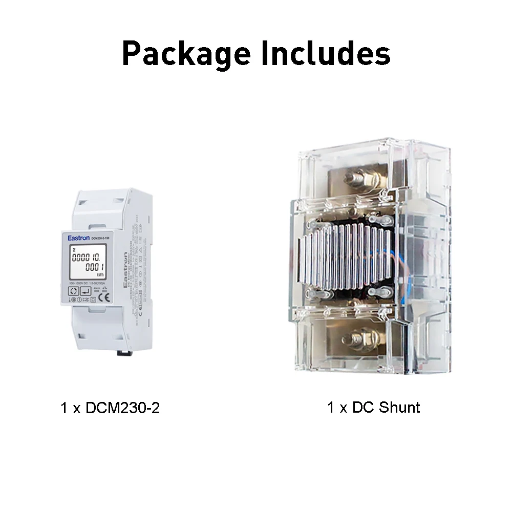 Eastron DCM230-2 Series MID Approved Single Load Modbus RS485 DC Energy Meter with 75mV DC Shunt