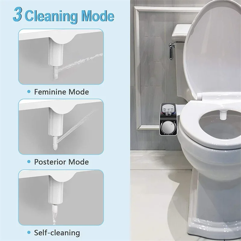 

WETIPS No-Electric Toilet Seat Bidet Attachment Dual Nozzles Bidet Washing Female Buttocks Washing Toilet Bidet Hygienic Shower