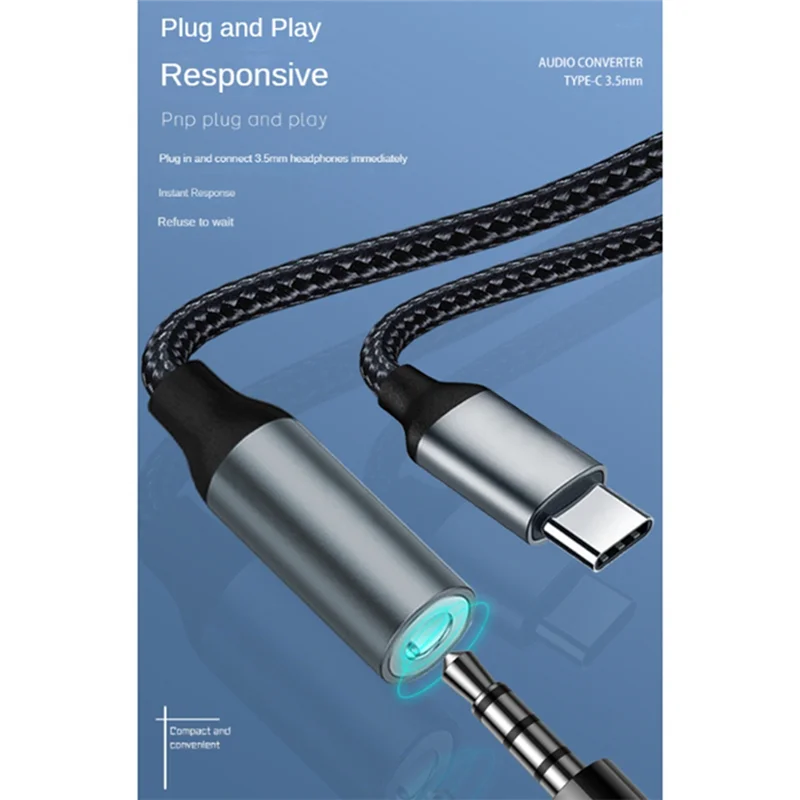 USB Tipo C para 3.5mm Adaptador Aux, Cabo De Áudio, Conversor De Cabo De Fone De Ouvido, Samsung Galaxy S21 Ultra, S20, 3, 5 Jack
