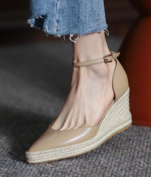 LIHUAMAO, sandalias de cuña con talón descubierto, zapatos de mujer con correa en el tobillo, alpargatas para mujer, sandalias, zapatos cómodos informales, estilo bohemio