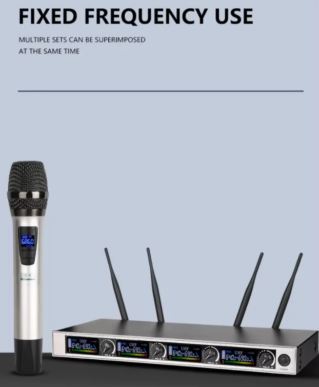 TLF Xtuga TY01 Sistema microfonico wireless professionale a 4 canali Modello polare cardioide per registrazione in studio e conferenze