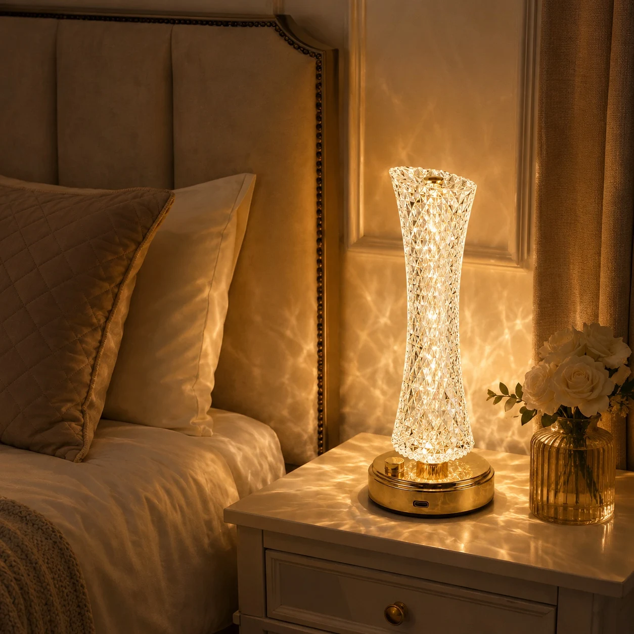 Crystal Touch Lamp — Dimmable LED Bedside Mood Light
