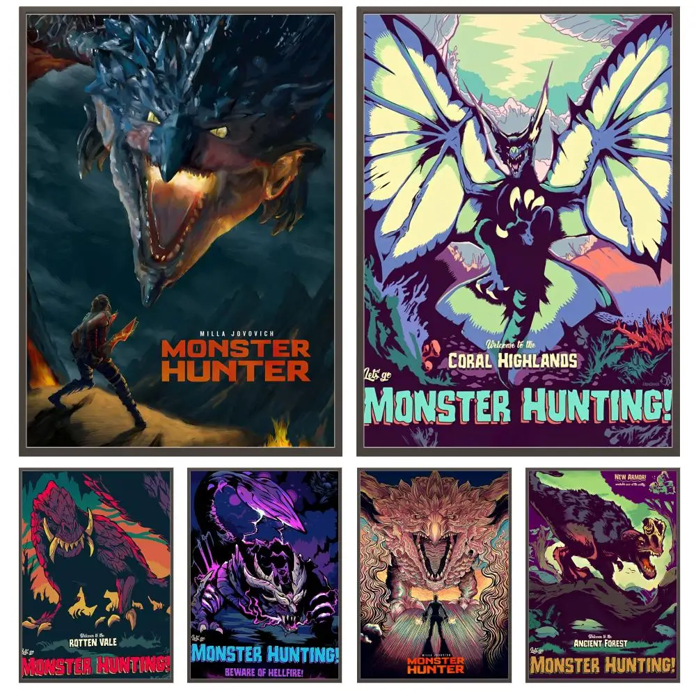 game M-Monster Hunter Poster Versatile HD Waterproof Wall Ar