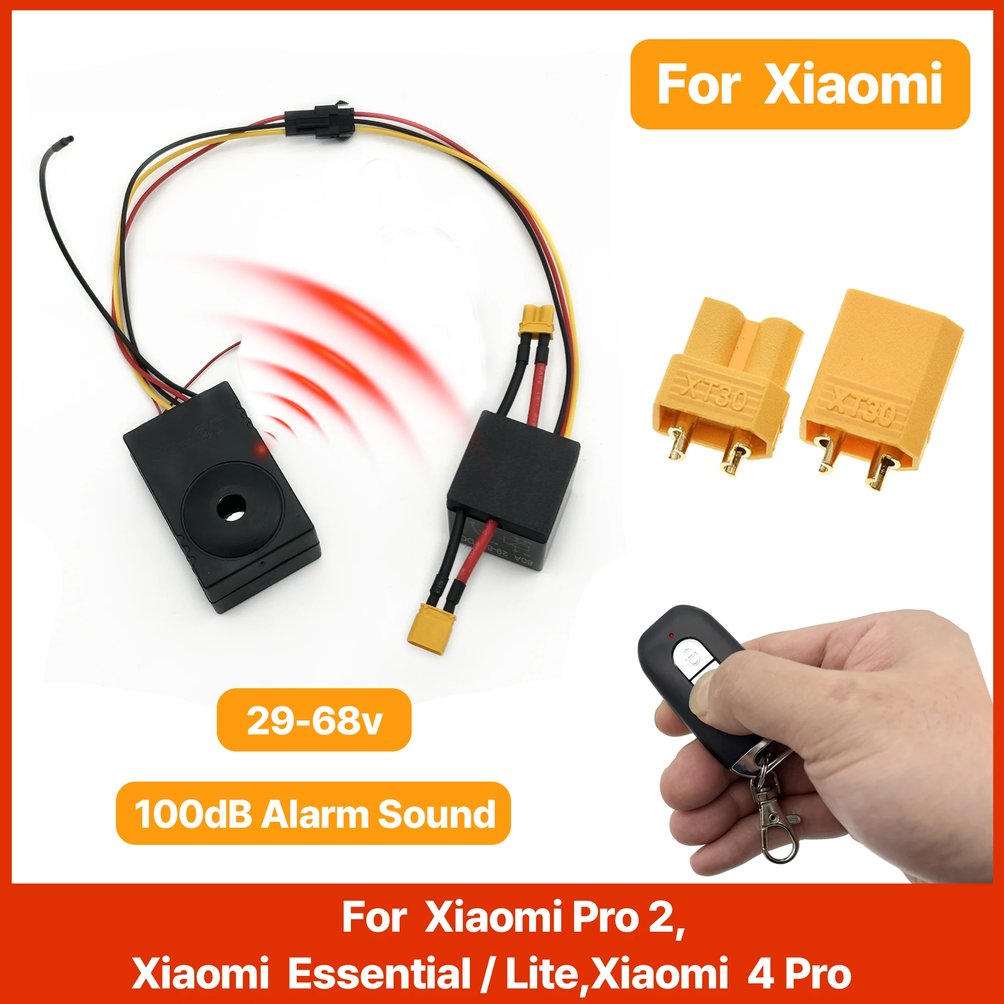 

Скрытая противоугонная сигнализация XT30 для электросамокатов Xiaomi Pro 2, Essential, Lite, 4 Pro: невидимая система безопасности, громкость 100 дБ, 29-68 В