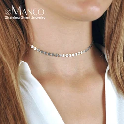eManco 4MM Silver Color Stainless Steel Choker NecklaceWomen Korean Aesthetic Necklaces for Women Best Friend Jewelry