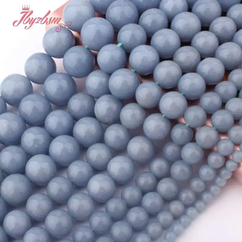 6/8/10/12/14mm Natural Blue Angelite Stone Round Stone Beads For Jewelry Making DIY Loose Beads Necklace Bracelets Strand 15
