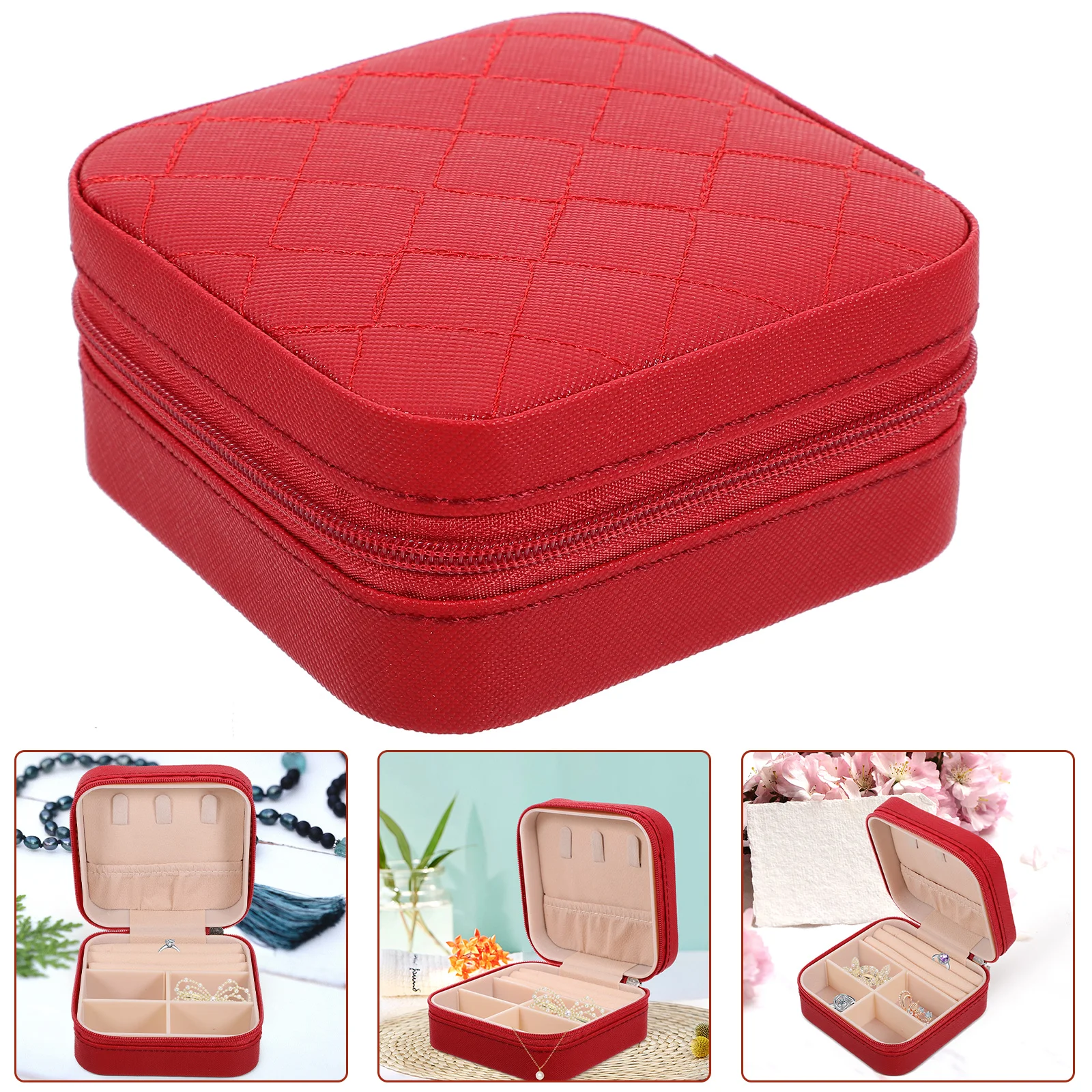 

Small Portable Storage Organizer For Earrings Necklaces Rings Lightweight Soft Lining Gift For Women Men Jewelry Box