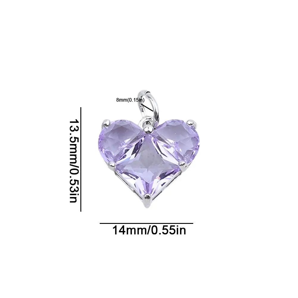 Copper Heart Pendant Multicolour Cubic Zirconia Charm Necklace Pendants For Women Fashion Jewelry DIY Making Earring Necklace