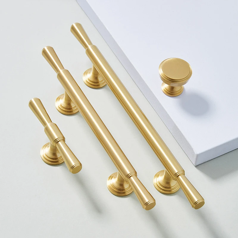 Solid Brass T Bar Cabinet Pull, Puxadores e alças de armário de cozinha simples, gaveta preta puxa, quarto moderno, tamanho multi