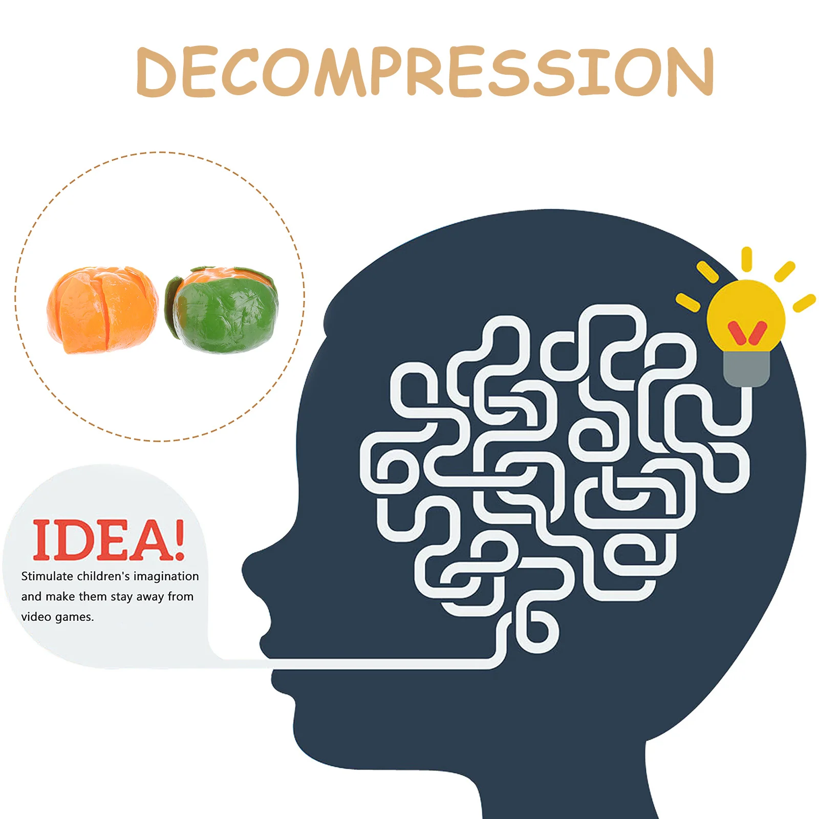 2Pcs Orange Shape Simulation Squeeze Stress Reliever Decompression Plaything for Anxiety Relief and Mental Relaxation