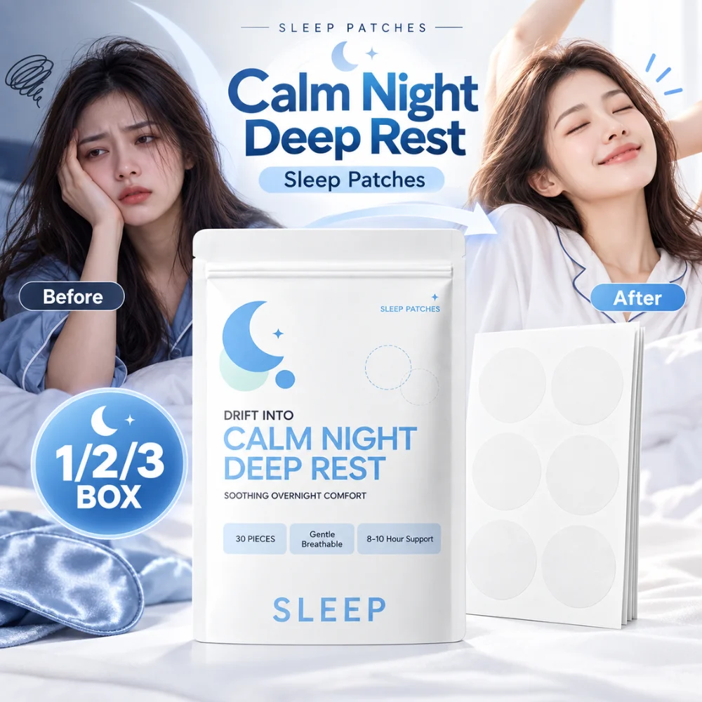 30Pcs Night Relaxation Patches Lavender Extract Hyaluronic Acid Tocopherol Ultra Thin Skin Friendly Overnight Comfort Patches