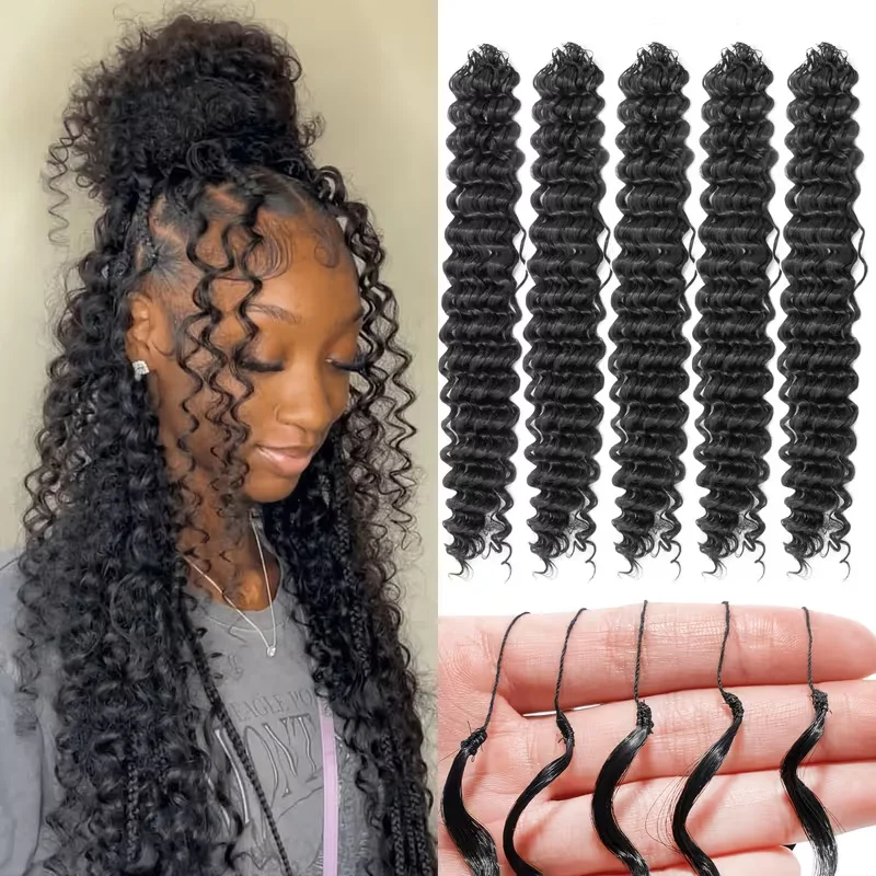 

26 Inch 300g Crochet Braiding Hair Pre-Looped for Burmese Curly Natural & Bouncy Wave Invisible Seamless Knotless Soft Crochet Hair for Black Women