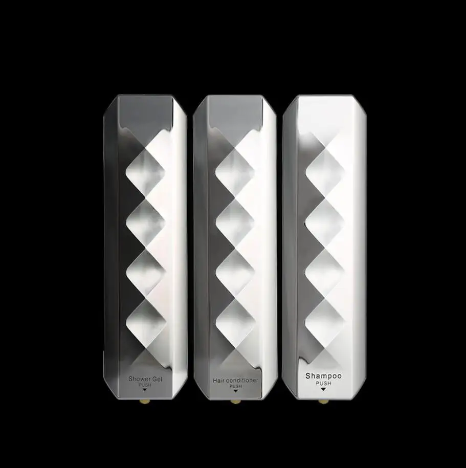 Triple-Press Wall-Mounted Soap Dispenser, Handwashing Liquid Holder, Shower Gel and Shampoo Container