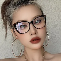 Occhiali da lettura quadrati Cat Eye occhiali da lettura moda donna Anti luce blu montatura grande lenti trasparenti occhiali da vista da 0 a + 6.0