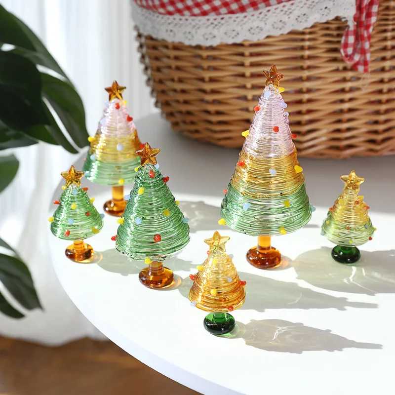 

Colored Glass Christmas Tree Ornament Table Decoration Christmas Trees Small Ornaments Navidad Decoraciones Para El Hogar