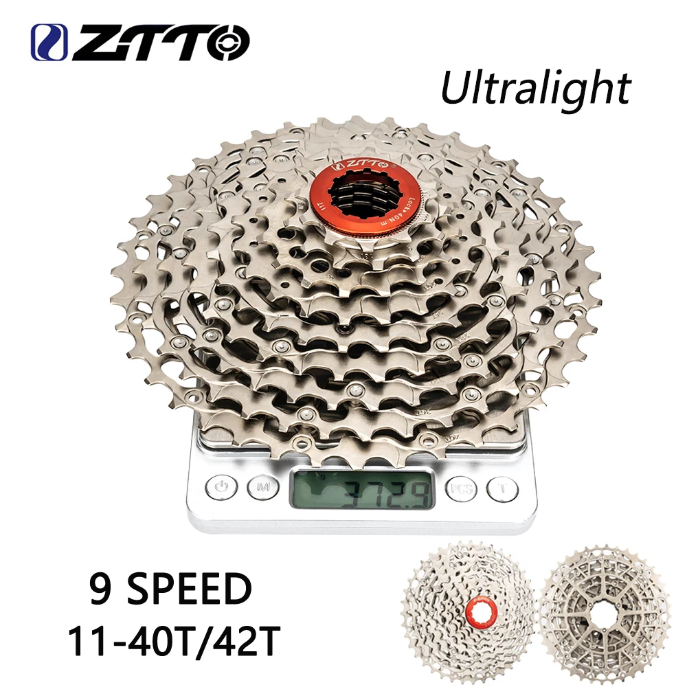 

ZTTO UltraLight MTB 9 Speed Hollow Cassette Bike 9S 11-40T 11-42T HG Structure Sprocket k7 High Carbon steel Bicycle Freewheel