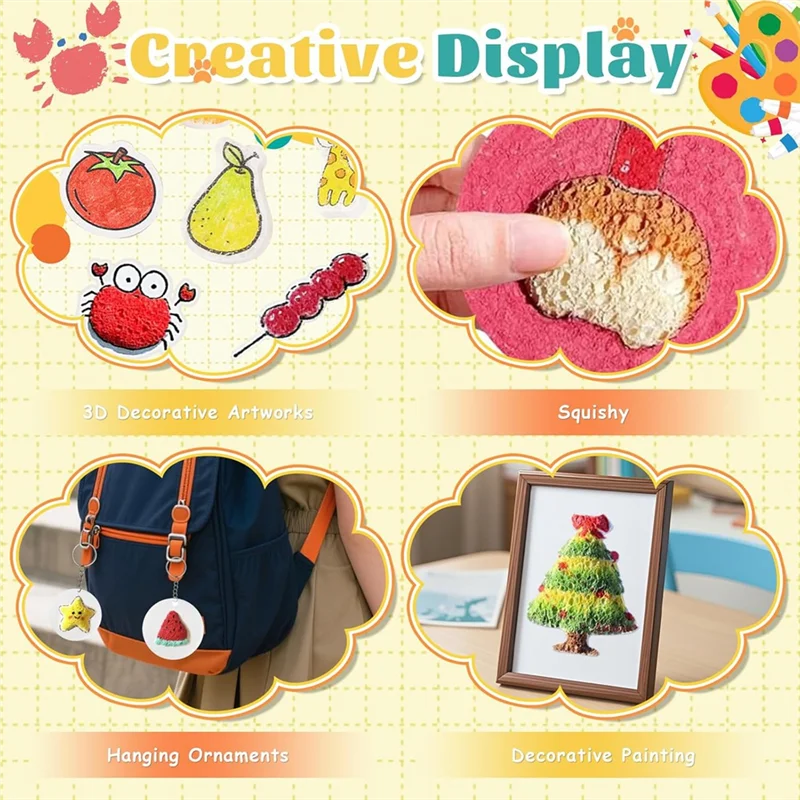 Fresh Foam Texture Painting Paper With Magic Foam Texture Painting Kit, 40 Keychains& 3 Water Brush Pens For Textures Crafts