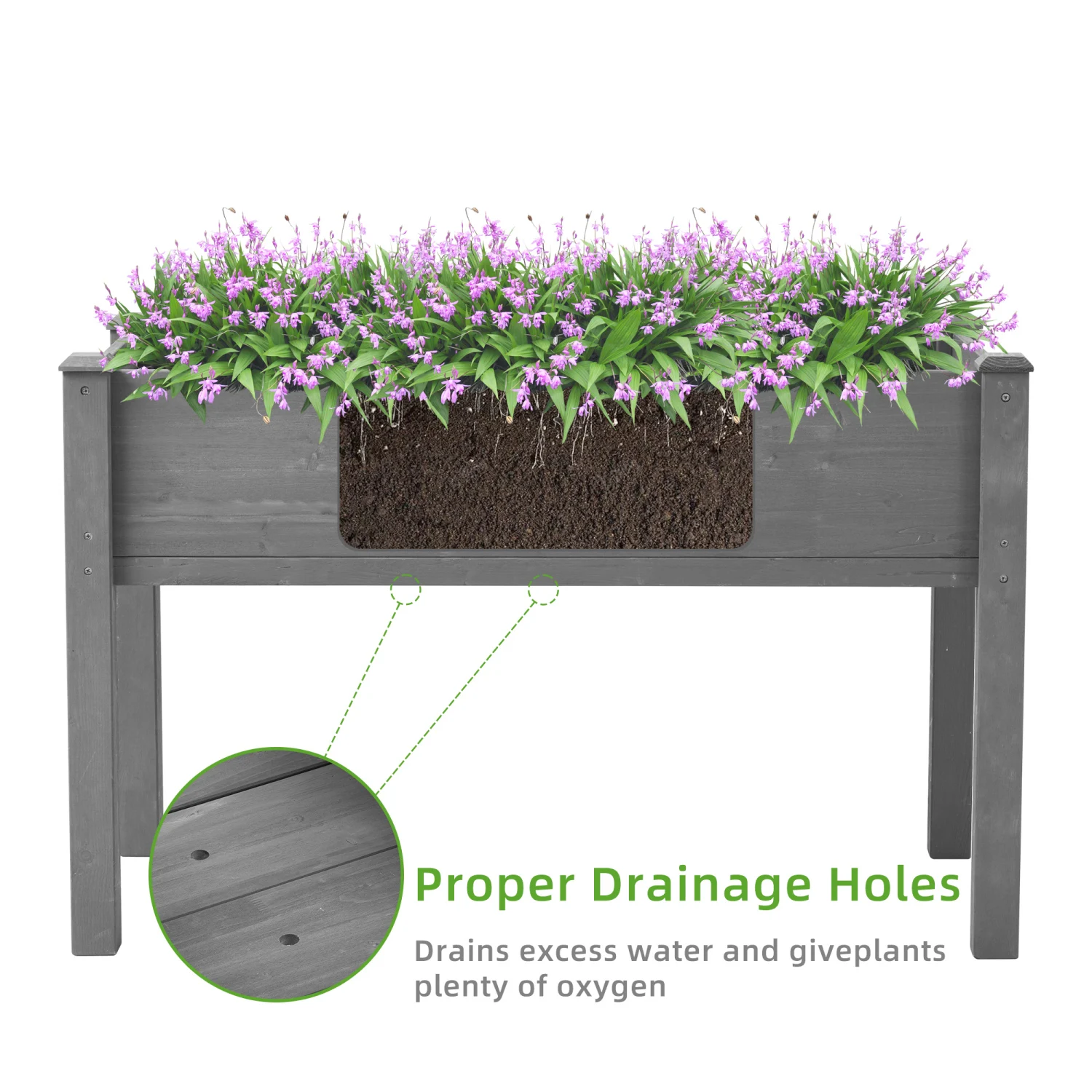 

Raised Garden Bed with Legs, Elevated Wooden Planter Box for Outdoor Plants