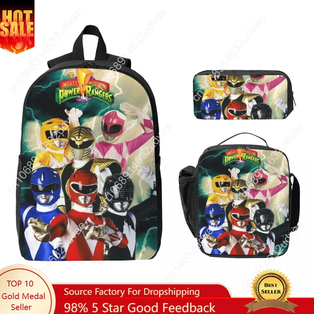 

Рюкзак Mighty Morphin Power Ranger для мальчиков и девочек, школьная сумка, сумки на плечо для ноутбука, 3 шт., изолированная сумка для обеда, пенал