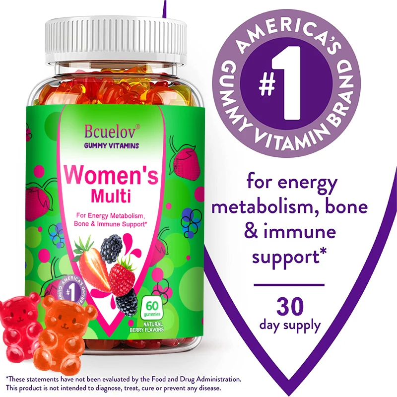 

Women'S Daily Multivitamin Gummies, Promotes Energy Metabolism Bone and Immune Health, Delicious Berry Flavors