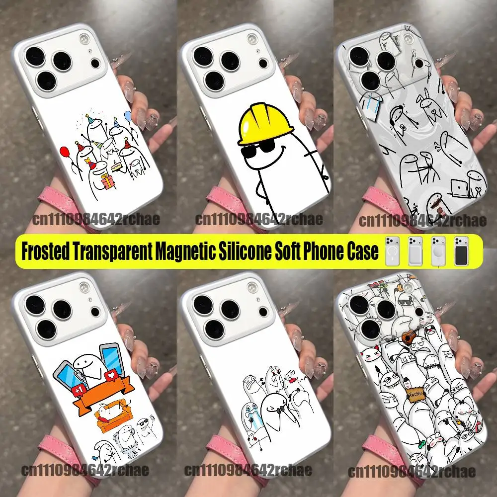 

For Celular Flork meme Phone Case iPhone 12,16,11,14,13,17,15,Pro,Max,Plus,E,Air,Mini Wireless Charge Magnetic Clear