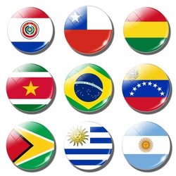 Luminous South America Flag 30MM Refrigerator Magnet fridge Venezuela Guyana Suriname Brazil Bolivia Paraguay Argentina Souvenir
