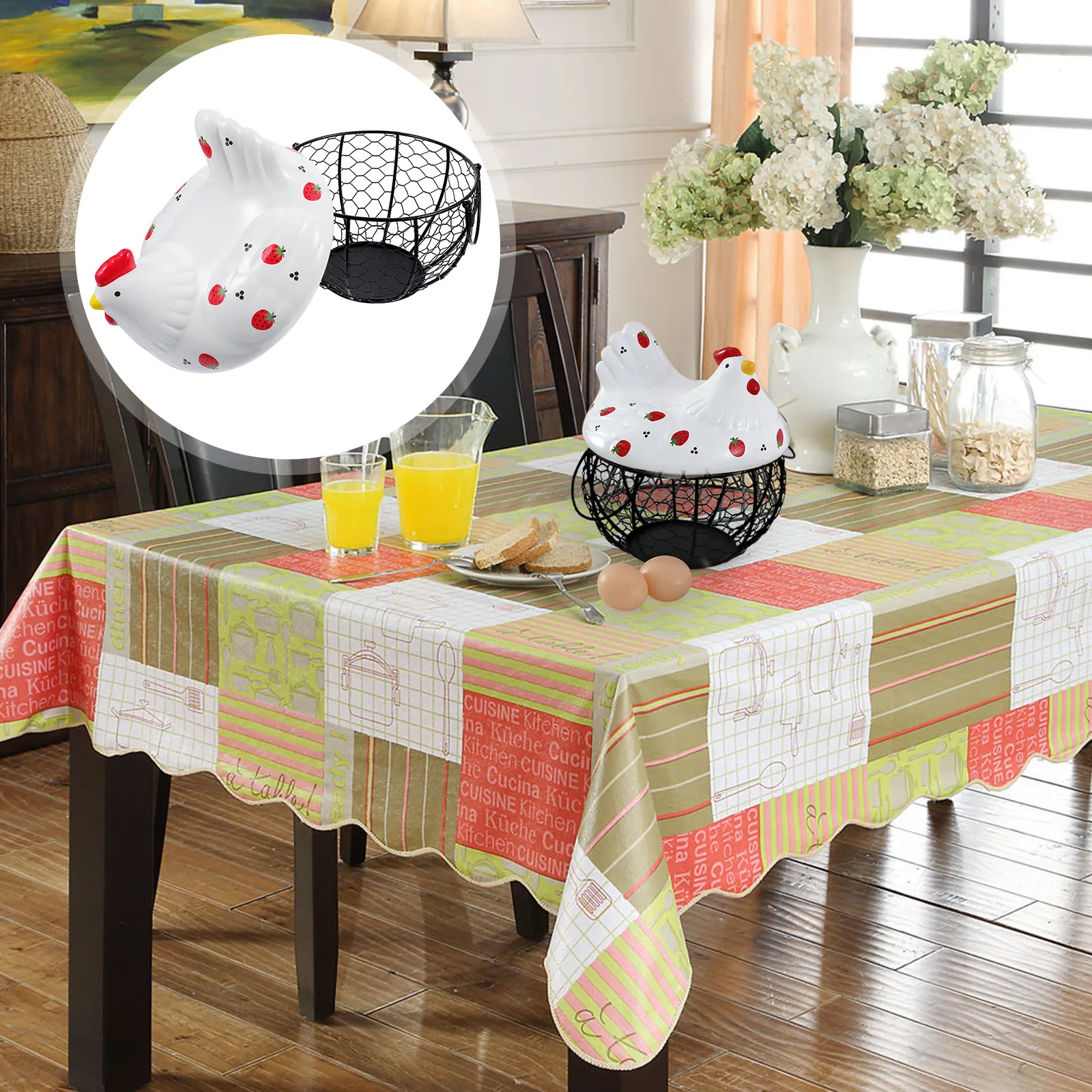 

Многоразовые декоративные корзины-держатели для яиц в форме курицы из проволоки для свежих яиц на столешницу