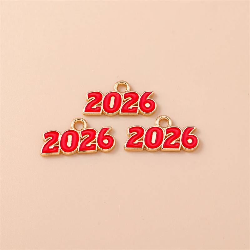 20 Stück 18x9mm Niedliche Emaille-Neujahrs-2026-Zahlen-Anhänger für Schmuckherstellung, Halsketten, Ohrringe, Armbänder, DIY-Bastelbedarf – Detail 6