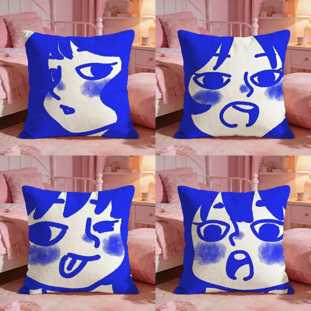 Funny Cartoon Kitten Cushion Cover Premium Comfort Reversible Pillow Cove -Two in One Design for Any Room & Car Interior